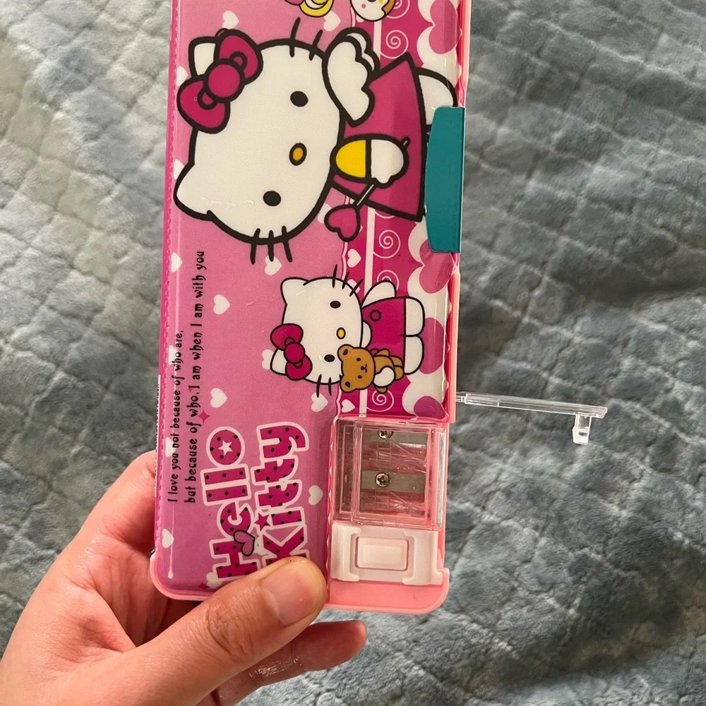 Hello Kitty Pink Pencil double sided‎ Case with built in pencil sharpener